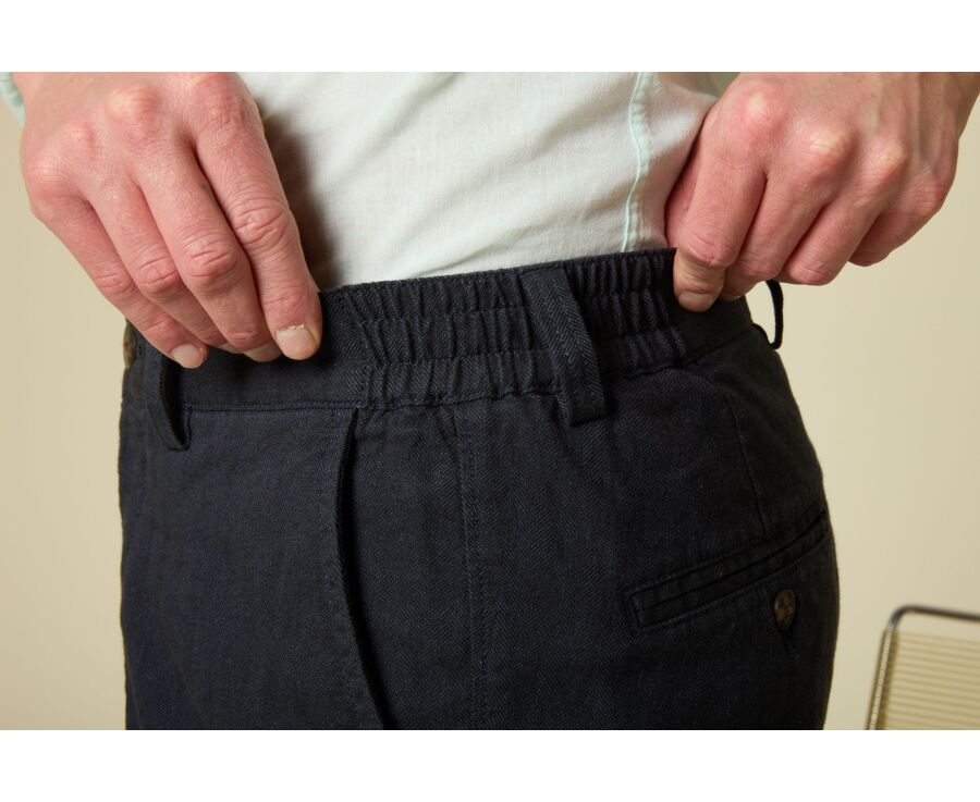 Dark Navy Chevron Bermuda Shorts - KYRAS