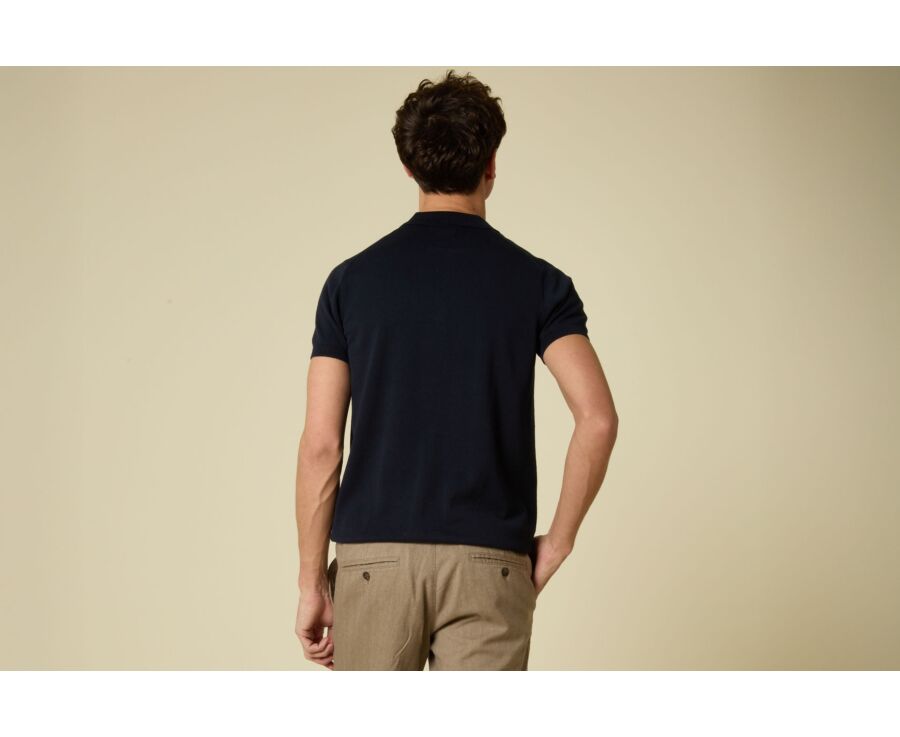 Shirt-style polo for men - Navy - BRAXTEN