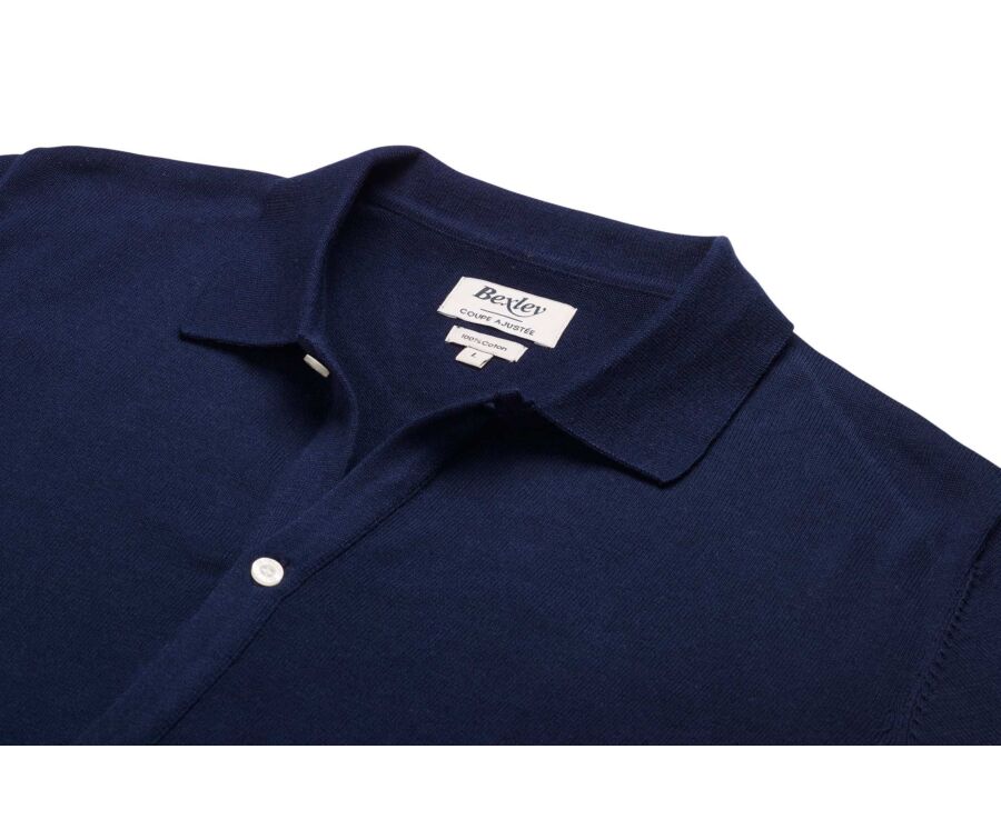 Shirt-style polo for men - Navy - BRAXTEN