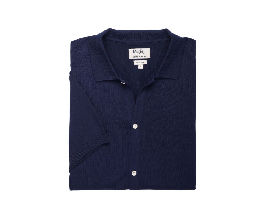 Shirt-style polo for men - Navy - BRAXTEN