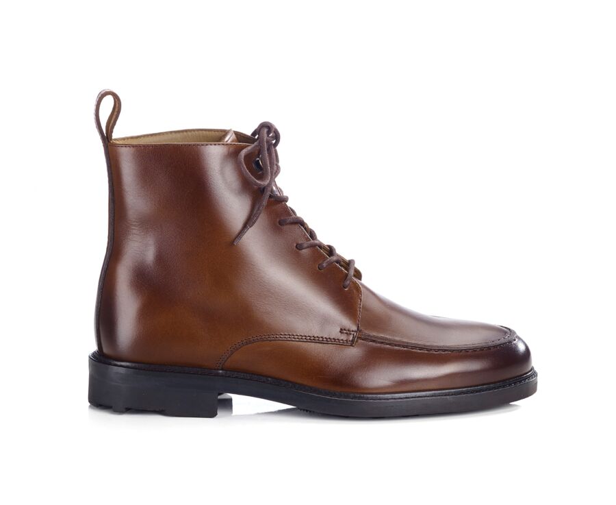 Brown Cognac Derby Boots - Rubber outsole - HUDSON HIGH GOMME COUNTRY