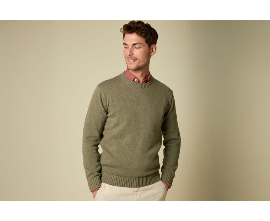 Crew neck jumper - Khaki - CALDERIK