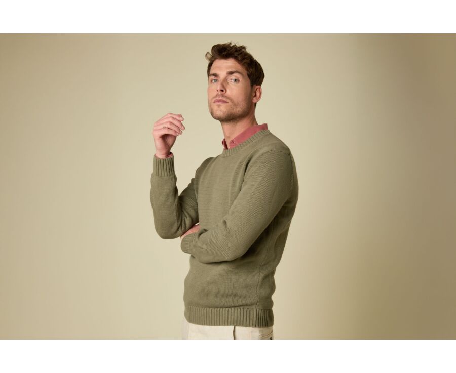Crew neck jumper - Khaki - CALDERIK