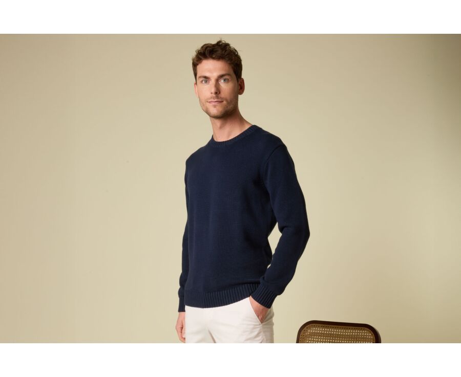 Crew neck jumper - Navy - CALDERIK