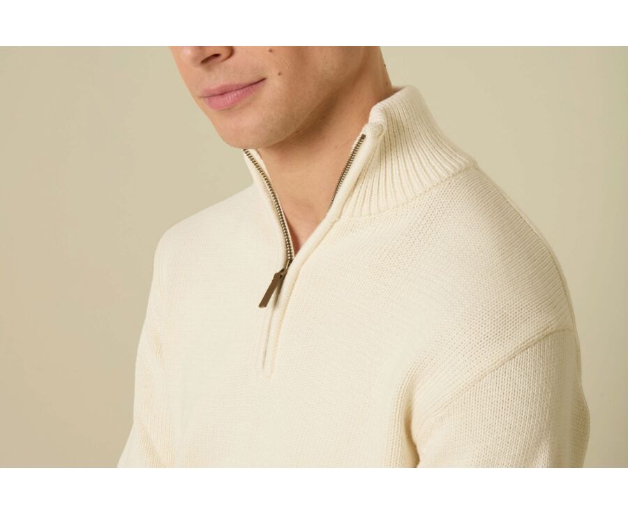 Zip-neck jumper - Ecru - VALDRIK