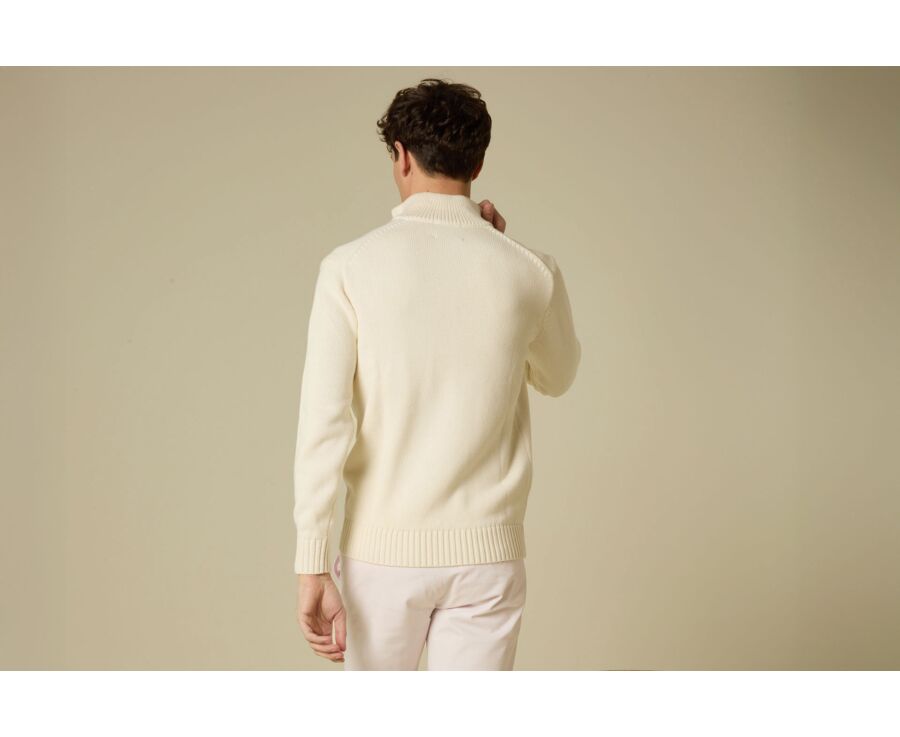 Zip-neck jumper - Ecru - VALDRIK