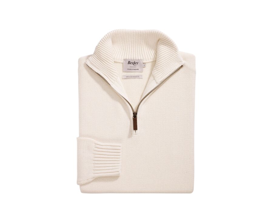Zip-neck jumper - Ecru - VALDRIK