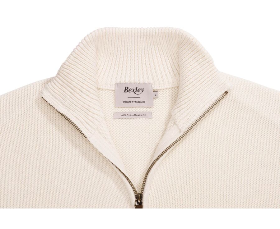 Zip-neck jumper - Ecru - VALDRIK