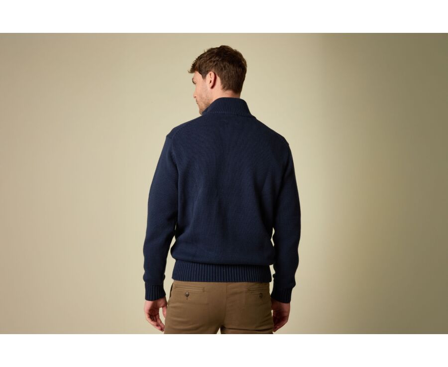 Zip-neck jumper - Navy - VALDRIK