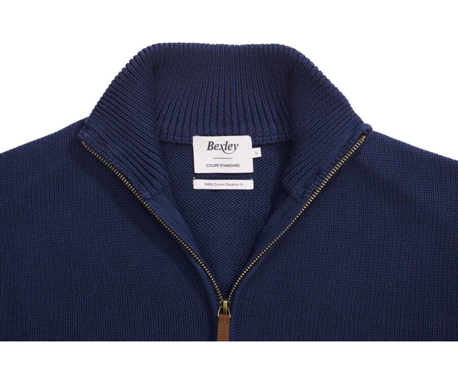 Zip-neck jumper - Navy - VALDRIK
