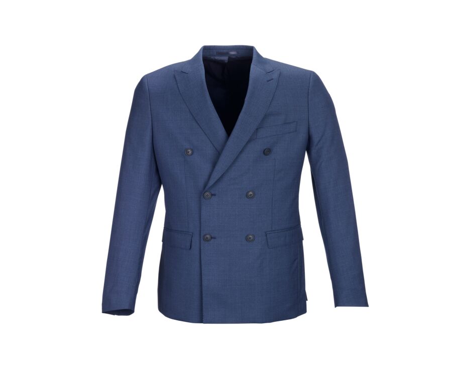 Men's Double-Breasted Jacket - Blue Mélange - LAZARE