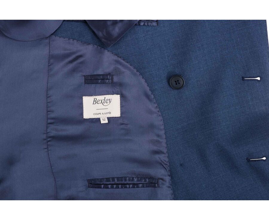 Men's Double-Breasted Jacket - Blue Mélange - LAZARE