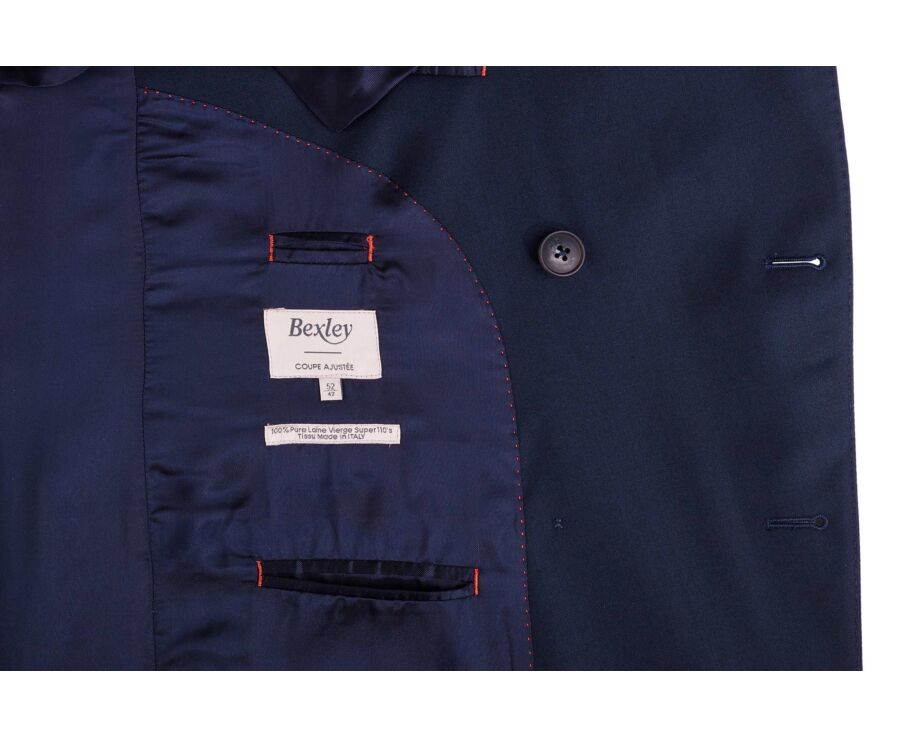 Men's Double-Breasted Jacket -Navy Blue - LAZARE