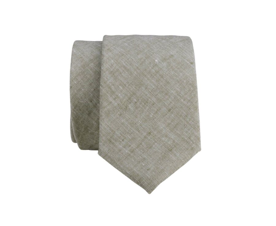 Khaki Chambray Cotton and Linen Tie