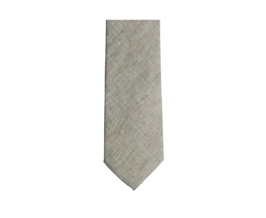 Khaki Chambray Cotton and Linen Tie