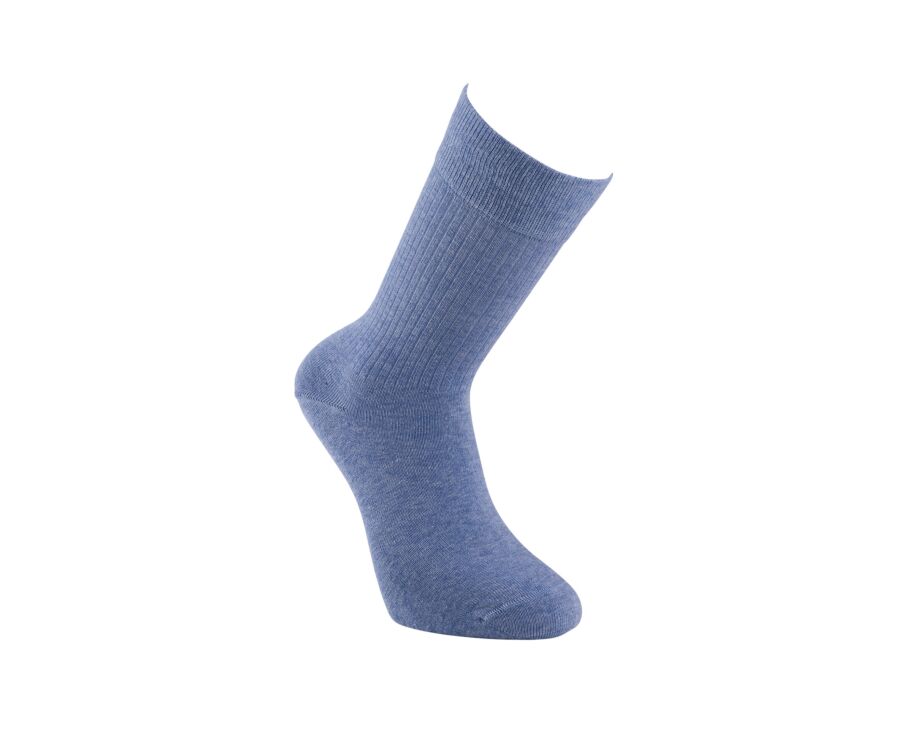 Ribbed cotton socks - Heathered blue