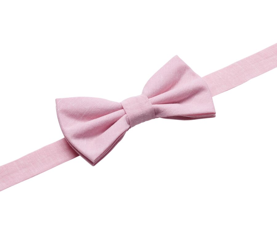 Pink Chambray Cotton and Linen Bow Tie