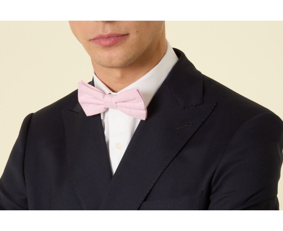 Pink Chambray Cotton and Linen Bow Tie