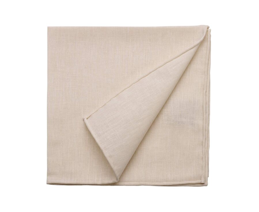 Ecru Chambray Cotton and Linen Pocket Square