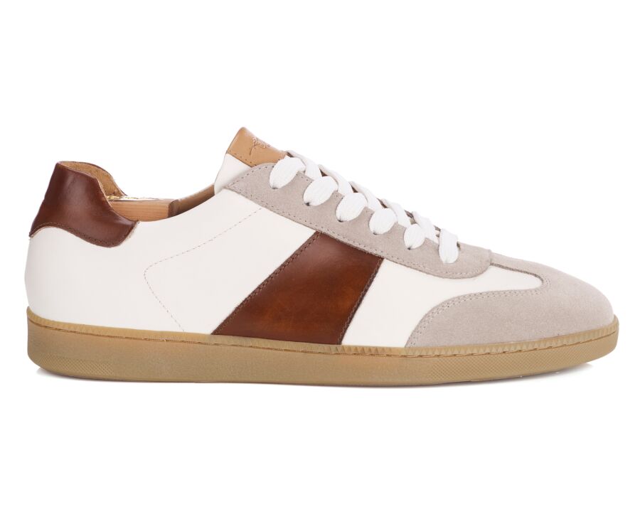White and Cognac Men’s City Sneakers - MOLKA