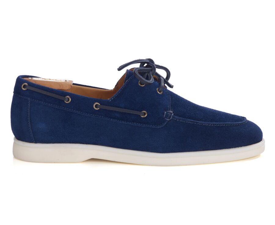 Navy Suede Boat Shoes - MOCKINYA