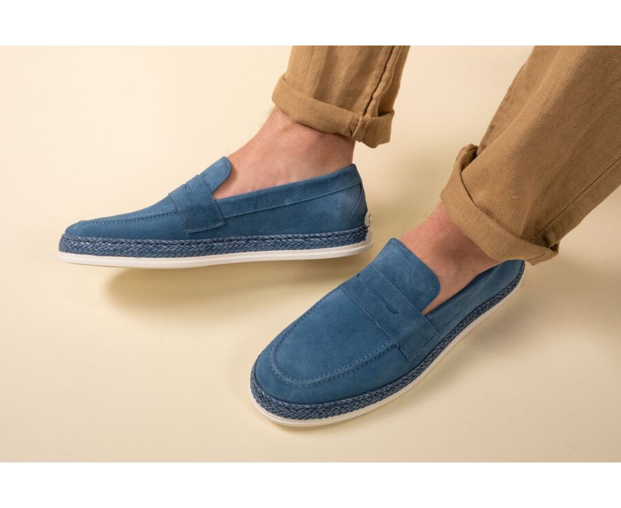 Men’s Blue Suede Loafers - MUNTIRI