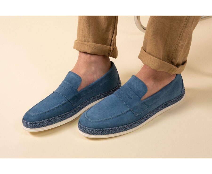Men’s Blue Suede Loafers - MUNTIRI