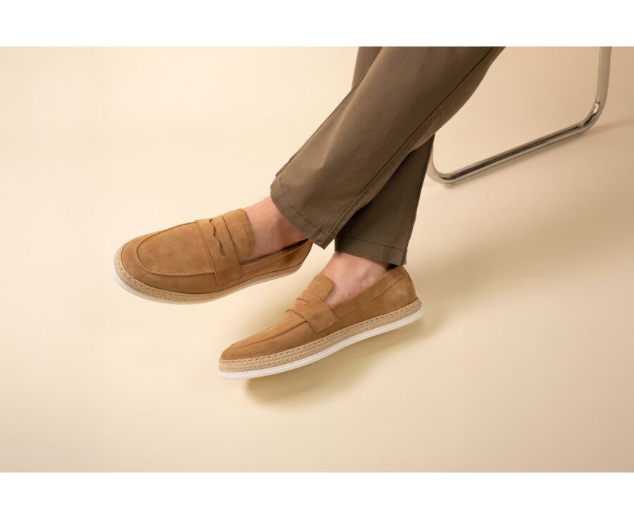 Men’s Camel Suede Loafers - MUNTIRI