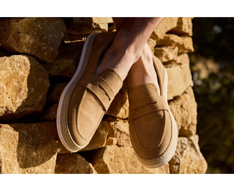 Men’s Camel Suede Loafers - MUNTIRI