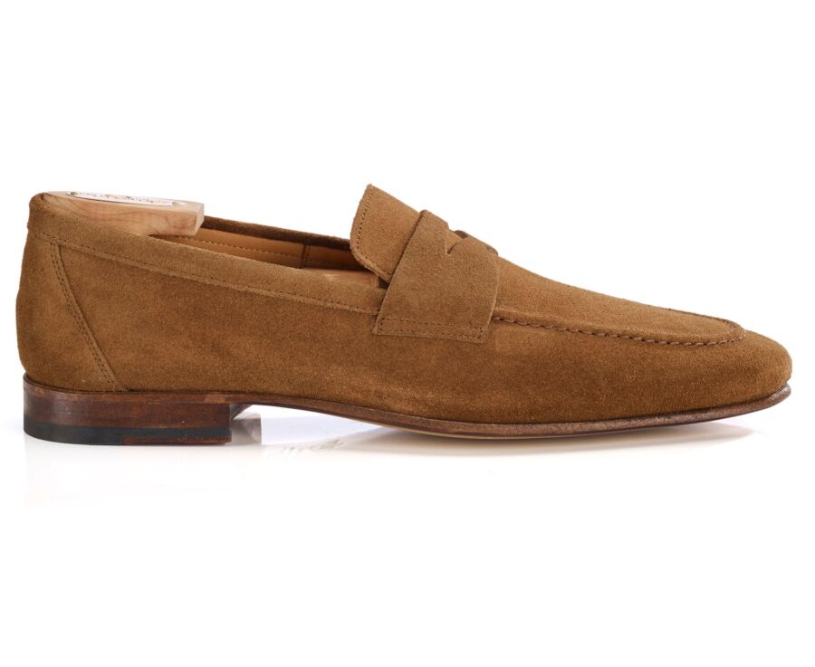 Men’s tobacco suede loafers - British style - FINERO