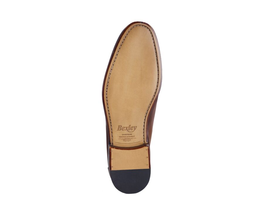 Men’s cognac patinated leather loafers - FINERO