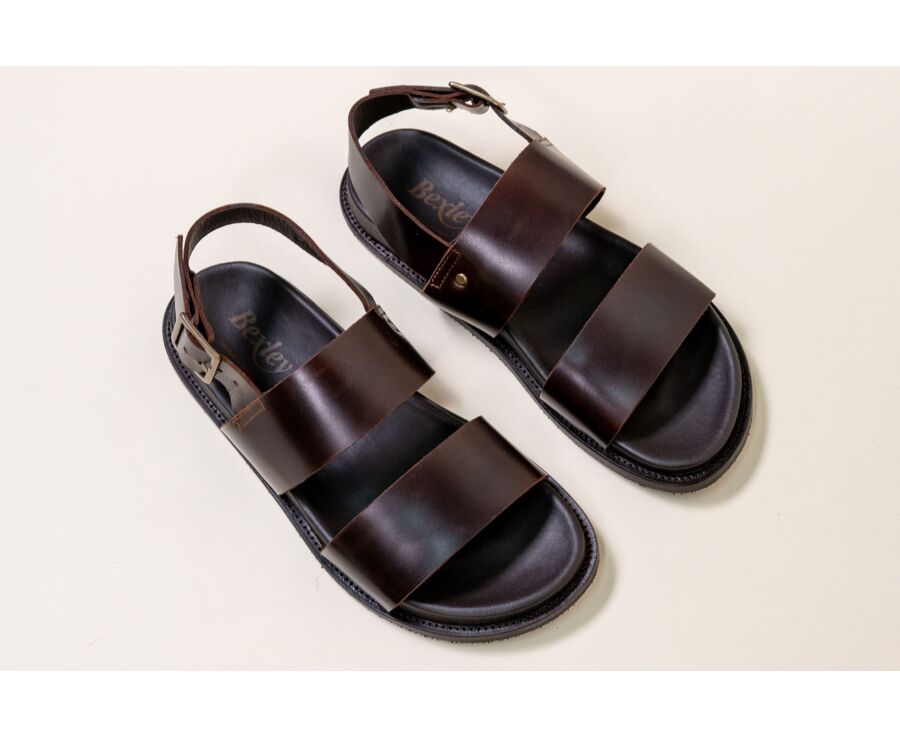 Chocolate leather flat sandal - KANIVA
