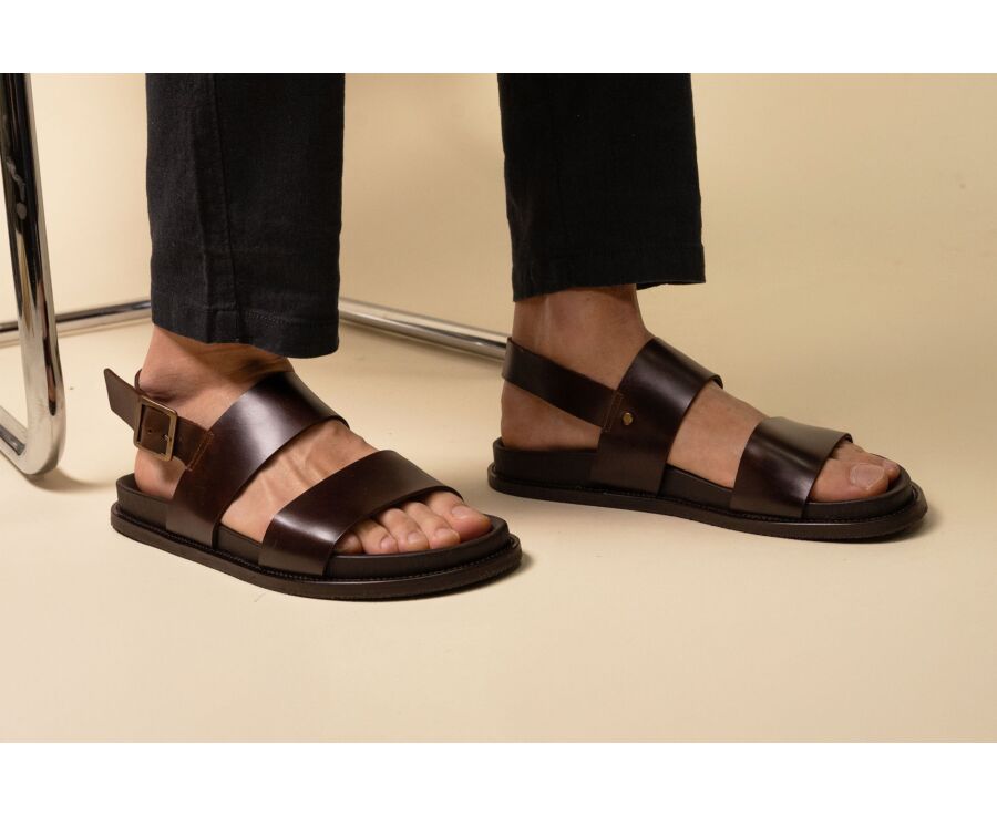 Chocolate leather flat sandal - KANIVA