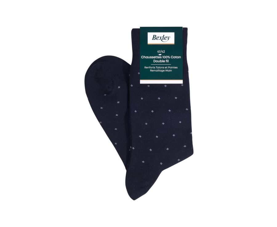Patterned cotton socks - Navy and grey