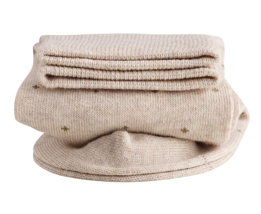 Patterned cotton socks - Heathered beige and camel