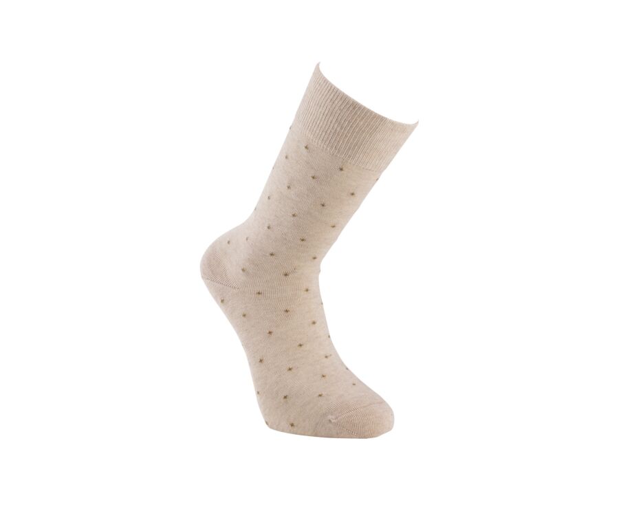 Patterned cotton socks - Heathered beige and camel