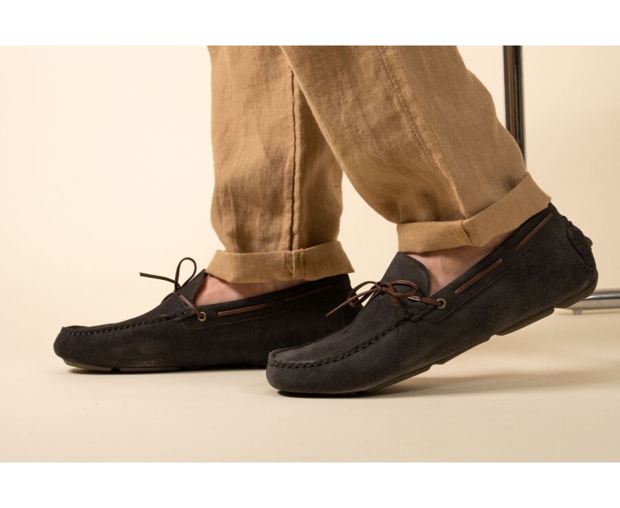 Men’s Charcoal Suede Loafers - FLAGAMI II
