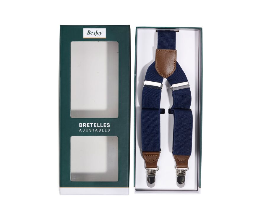 Navy Braces with Chestnut Details