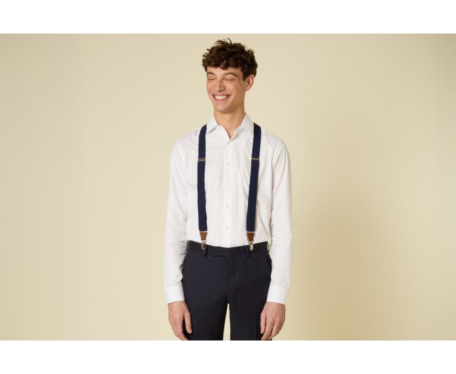 Navy Braces with Chestnut Details