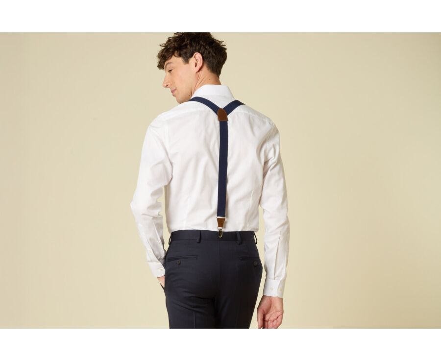 Navy Braces with Chestnut Details