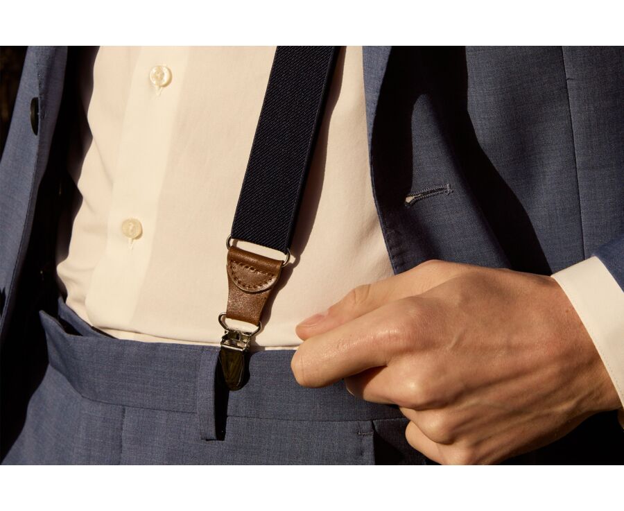 Navy Braces with Chestnut Details