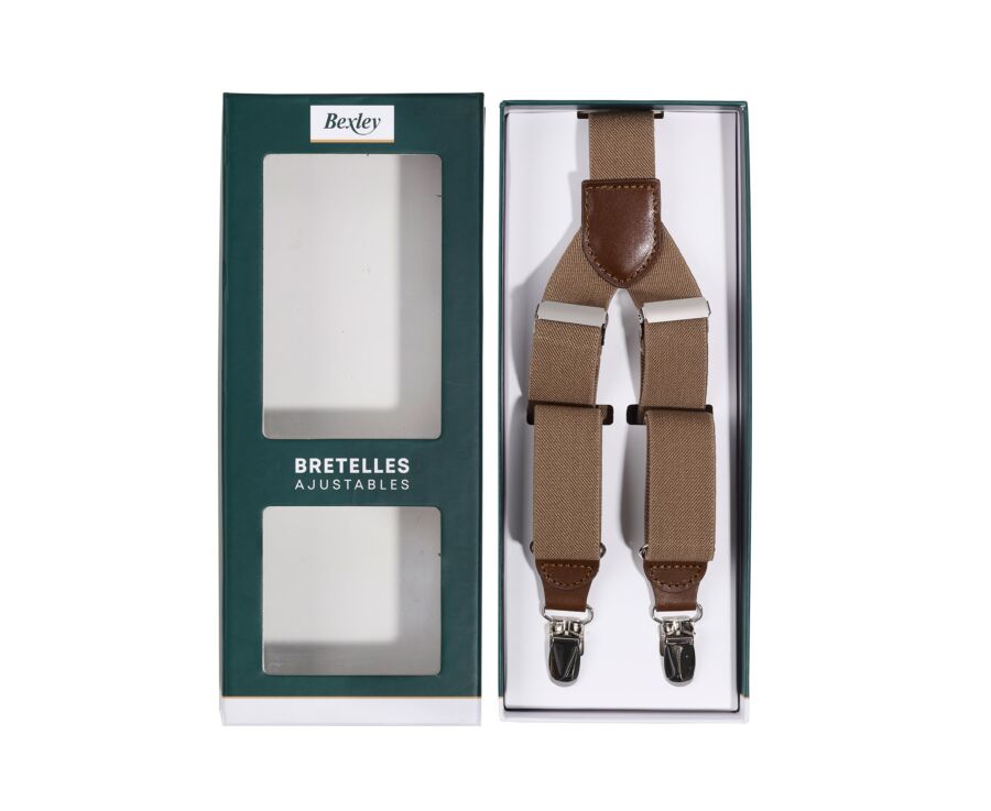 Dark Beige Braces with Chestnut Details