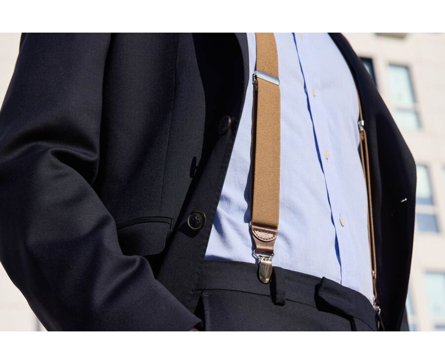 Dark Beige Braces with Chestnut Details