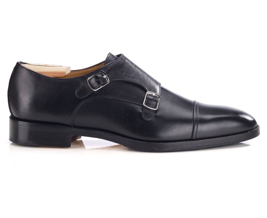 Men’s Double Monk Strap Black Shoes  - LANGFORD PATIN