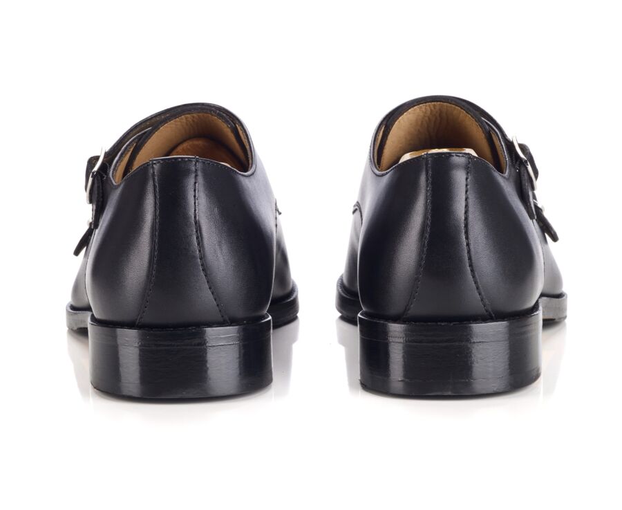 Men’s Double Monk Strap Black Shoes  - LANGFORD PATIN