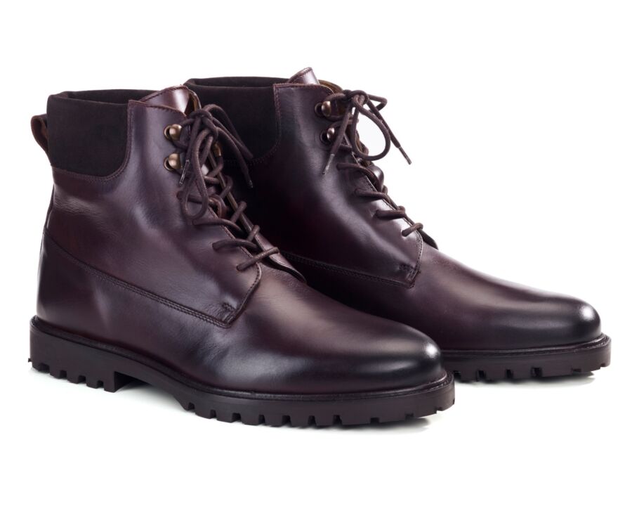 Men's lace-up chocolate leather high boot - KEYSTONE II GOMME