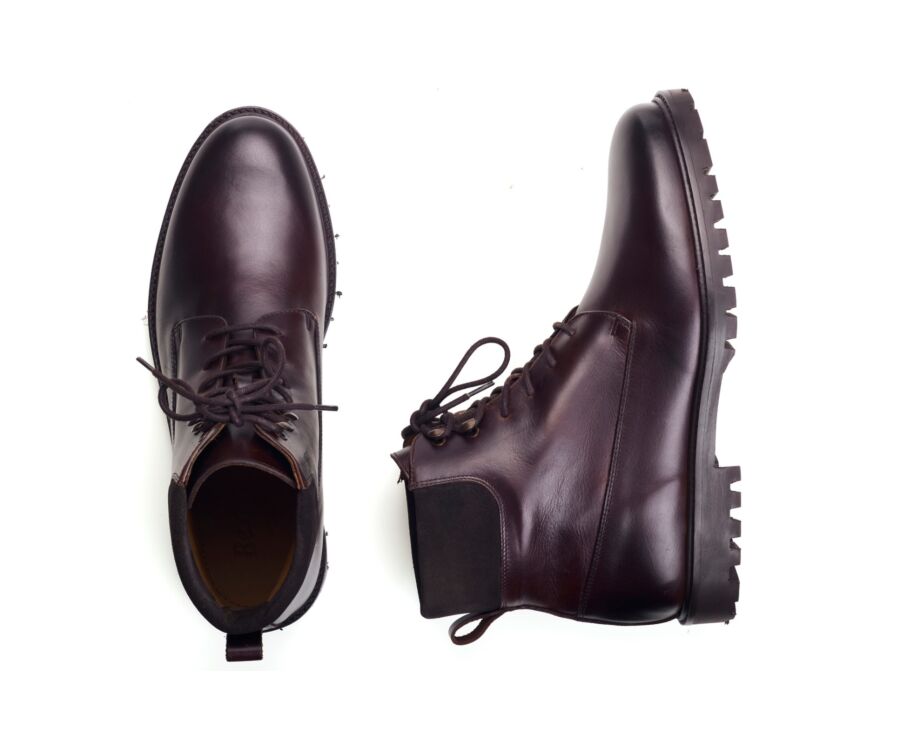 Men's lace-up chocolate leather high boot - KEYSTONE II GOMME