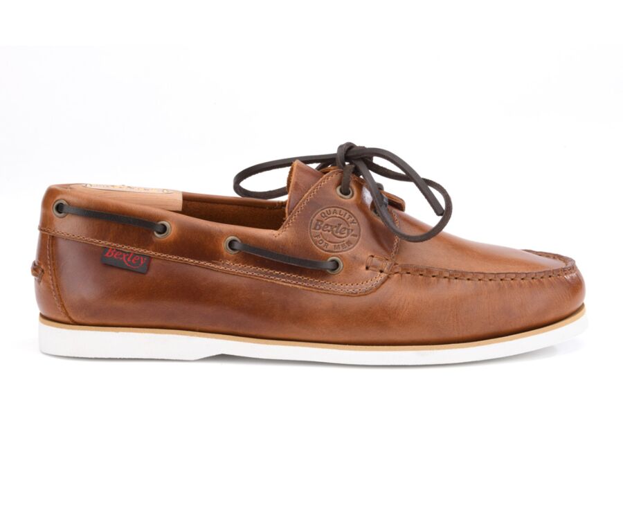 Brown Cognac Leather Boat Shoes - TRAWLER