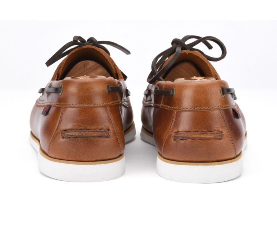 Brown Cognac Leather Boat Shoes - TRAWLER