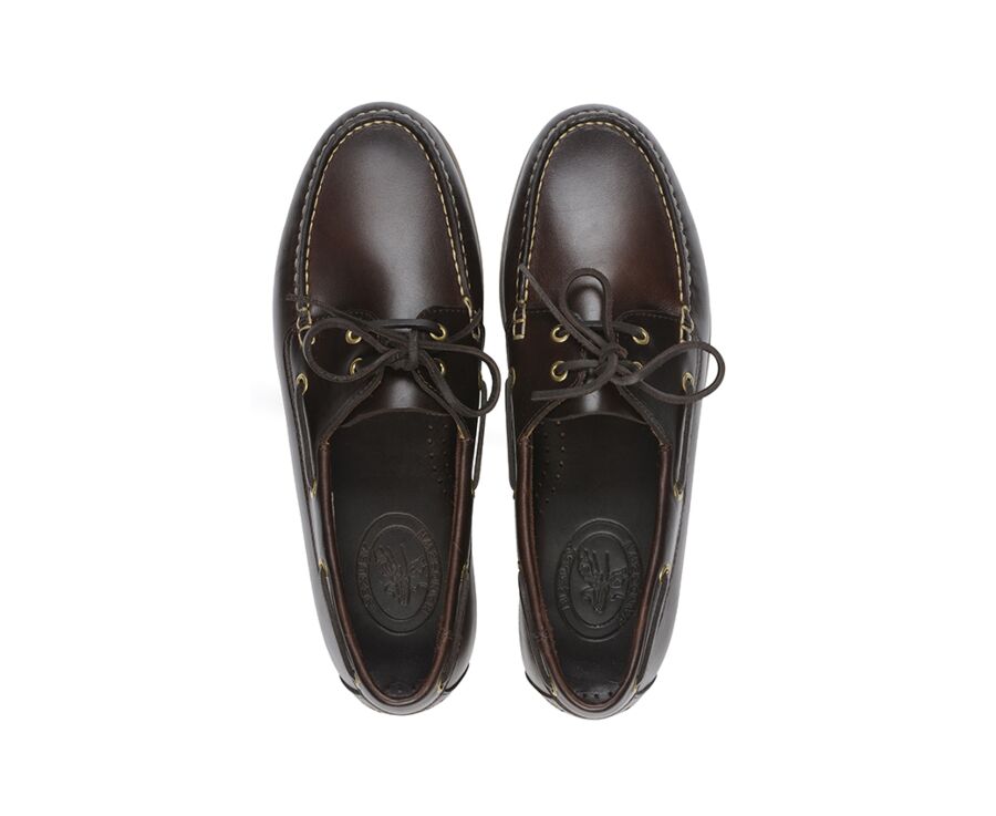 Dark Chestnut Leather Boat Shoes - TRAWLER